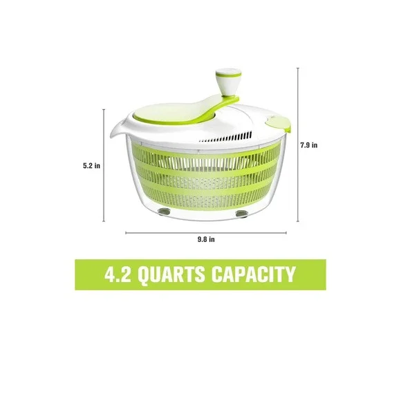 Smile mom Salad Spinner Large Lettuce Kitchen Gadgets, 4QT, Green - Picture 5 of 5